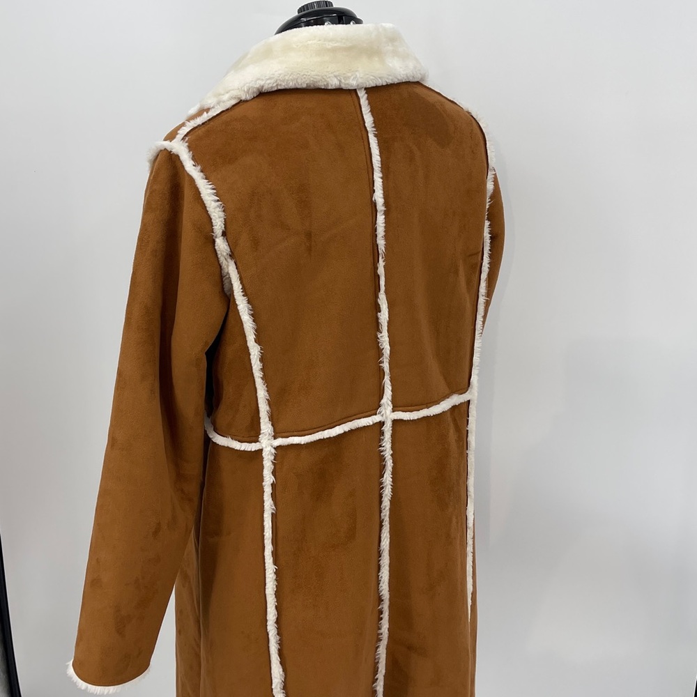 JESSICA LONDON SIZE 14W Women's Brown Faux Shearling Coat - Picture 4 of 12